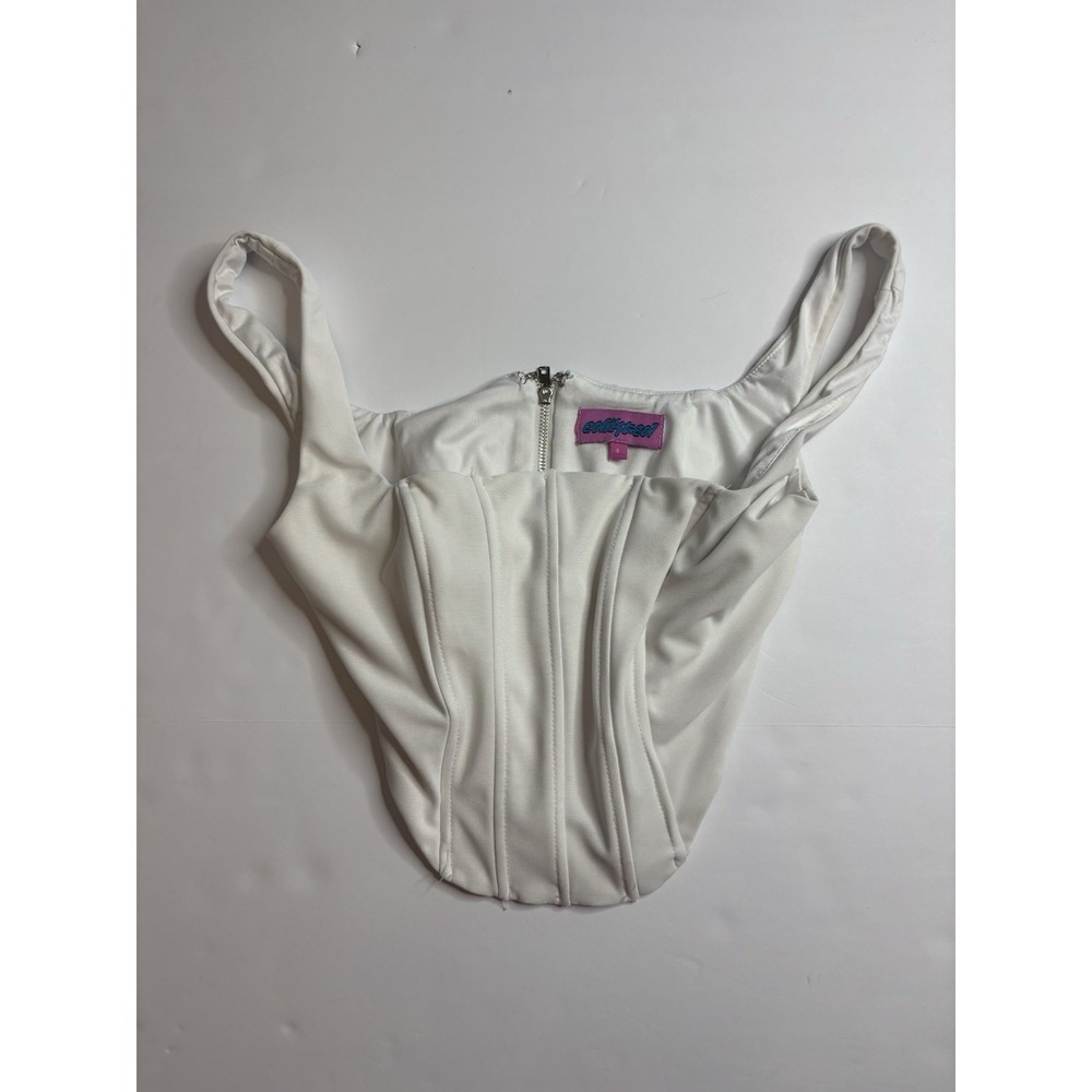 Edikted Isla Corset Top White Size S Women's With Zipper